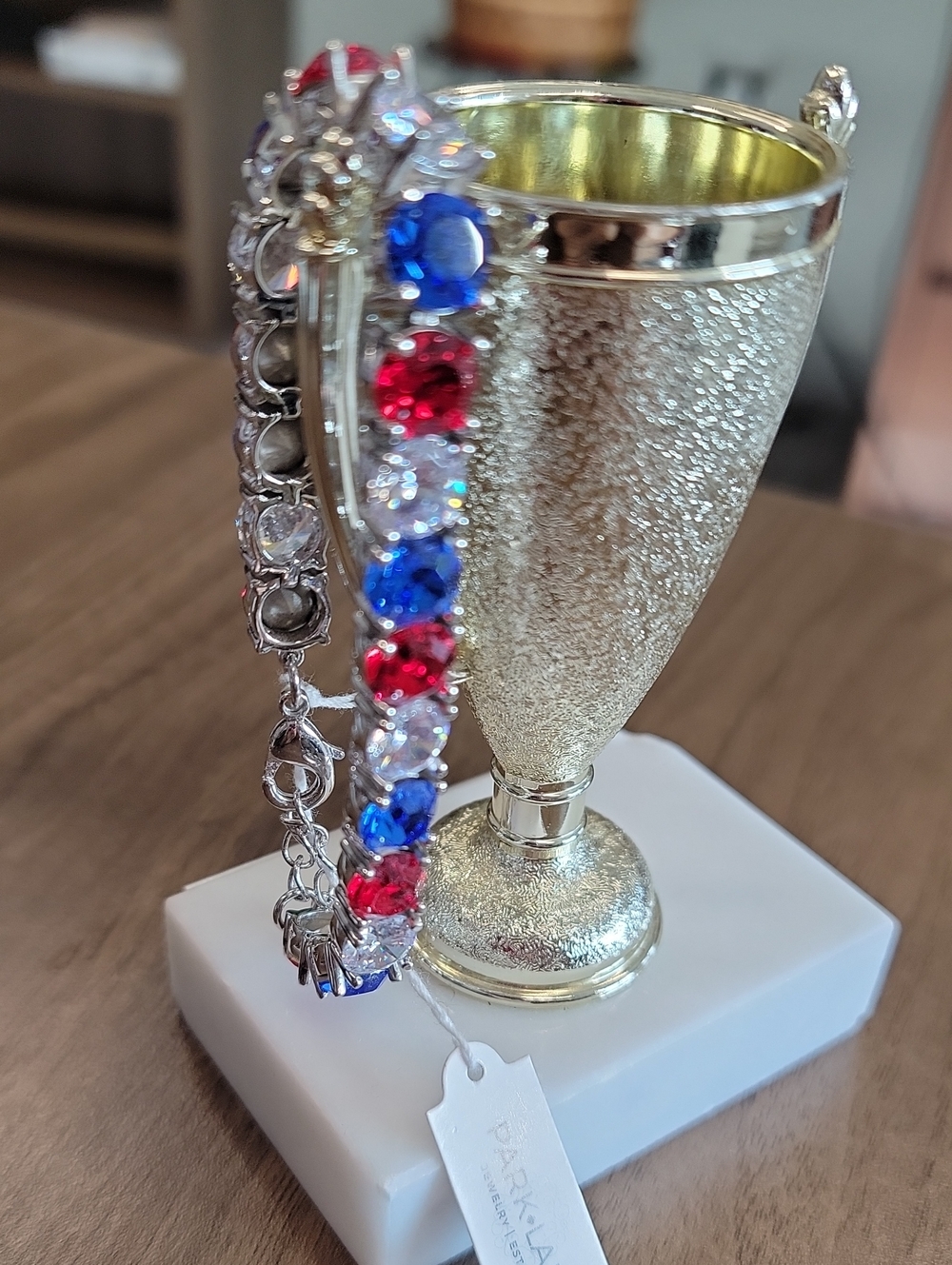 Park Lane Silver-Tone Bracelet with Red, Blue, and Clear Stones